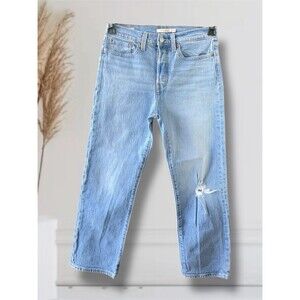Levi’s Premium Wedgie Straight Women’s Buttonfly HighRise Distressed Jeans Sz 27